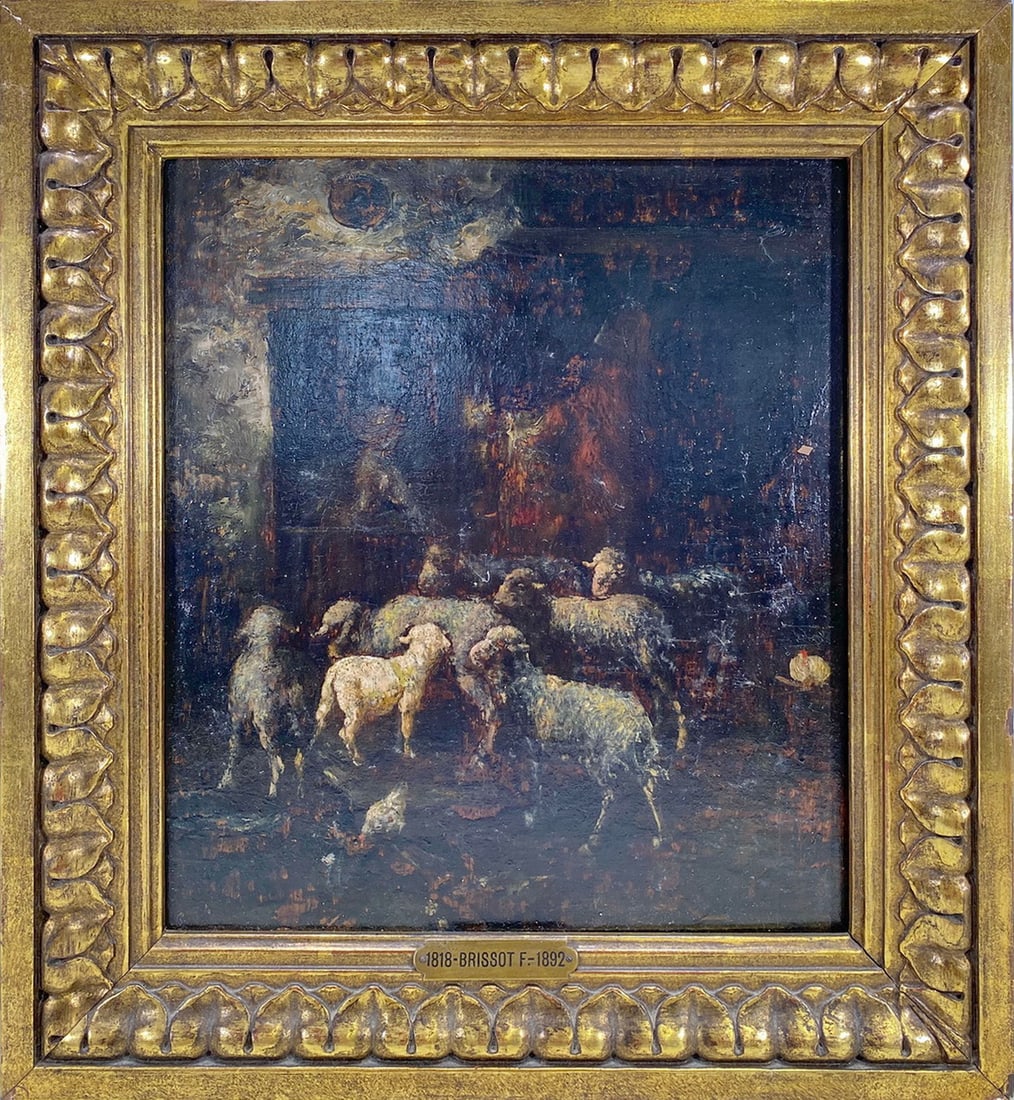 Frank BRISSOT (1818-1892) French Oil on Wood: Frank BRISSOT (1818-1892) French Oil on Wood. 15 1/4 x 14 x 1 3/8 in.Local Pick up call one day before to make an appointment. TO SHIP THIS ITEM IN USA OR INTERNATIONAL, PLEASE CONTACT THE SHIPPERS : 