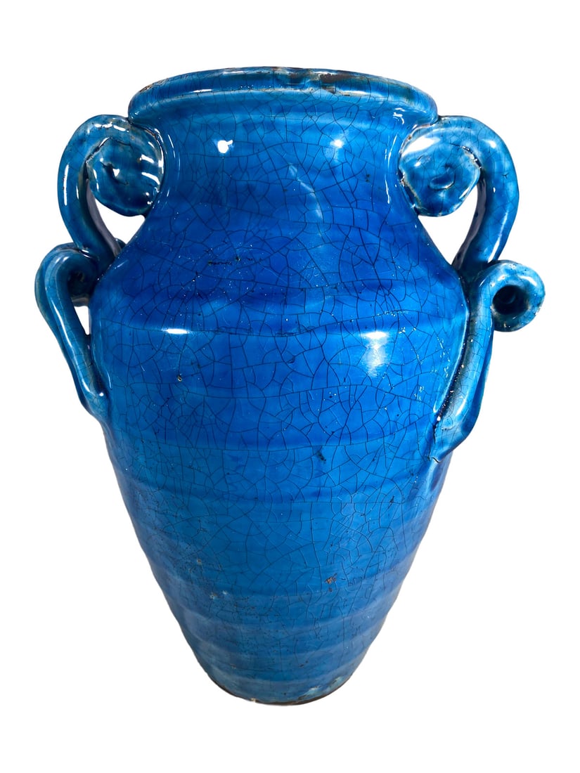 Vintage Pottery Blue Enamel Vase