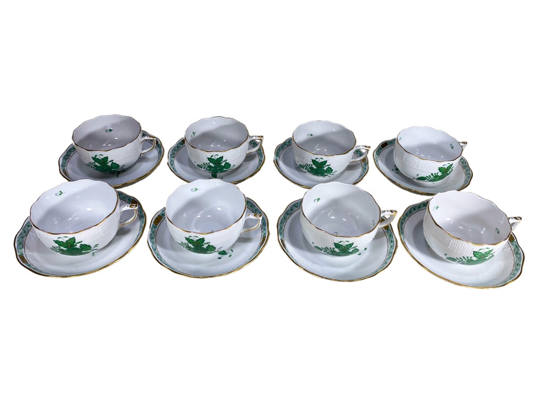 Herend Bouquet Apponyi Set of 8 Cups & Saucers (1 of 6)