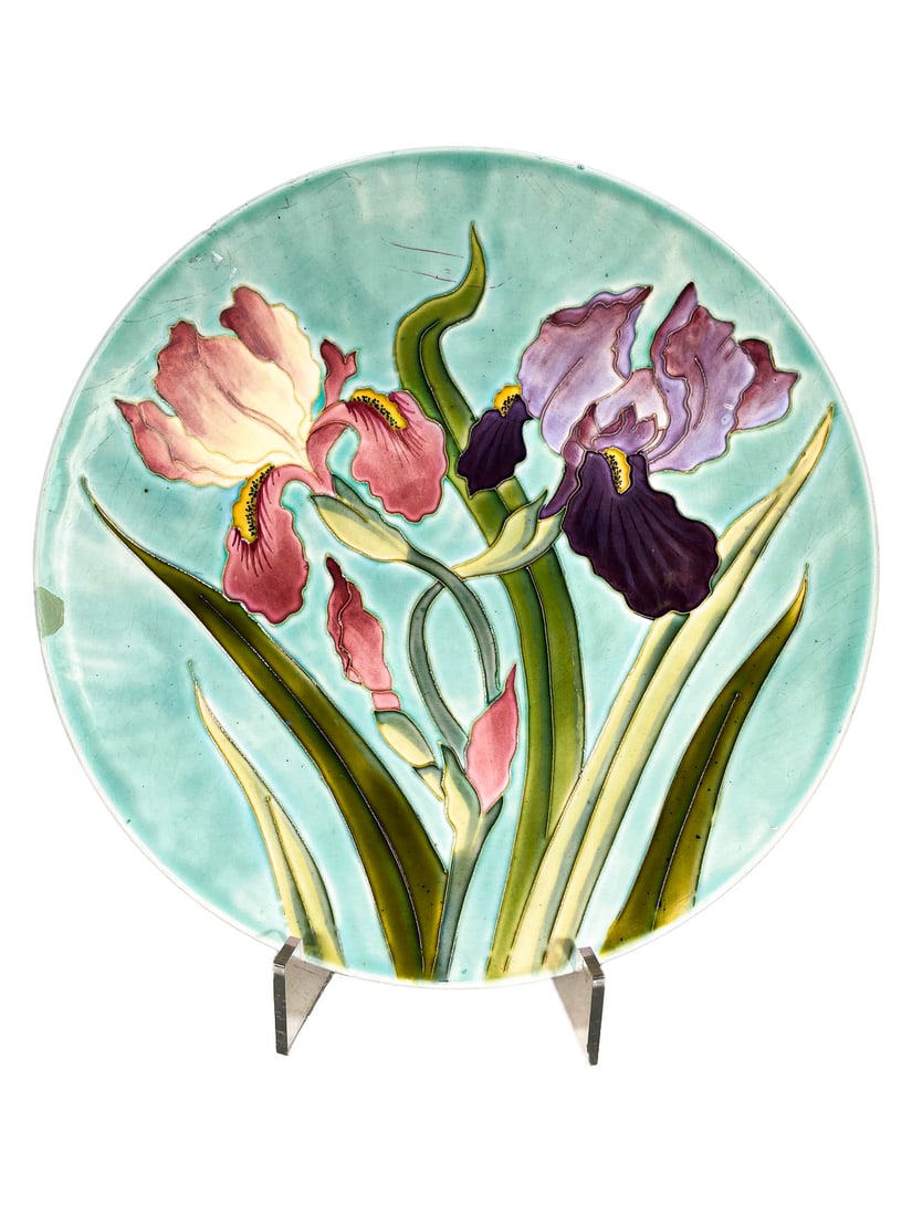 Longchamp Terre de Fer, France Art Nouveau Plate: Longchamp Terre de Fer, France Art Nouveau Plate. 1 3/8 x 14 in.Local Pick up call one day before to make an appointment. TO SHIP THIS ITEM IN USA OR INTERNATIONAL, PLEASE CONTACT THE SHIPPERS : 1) UP