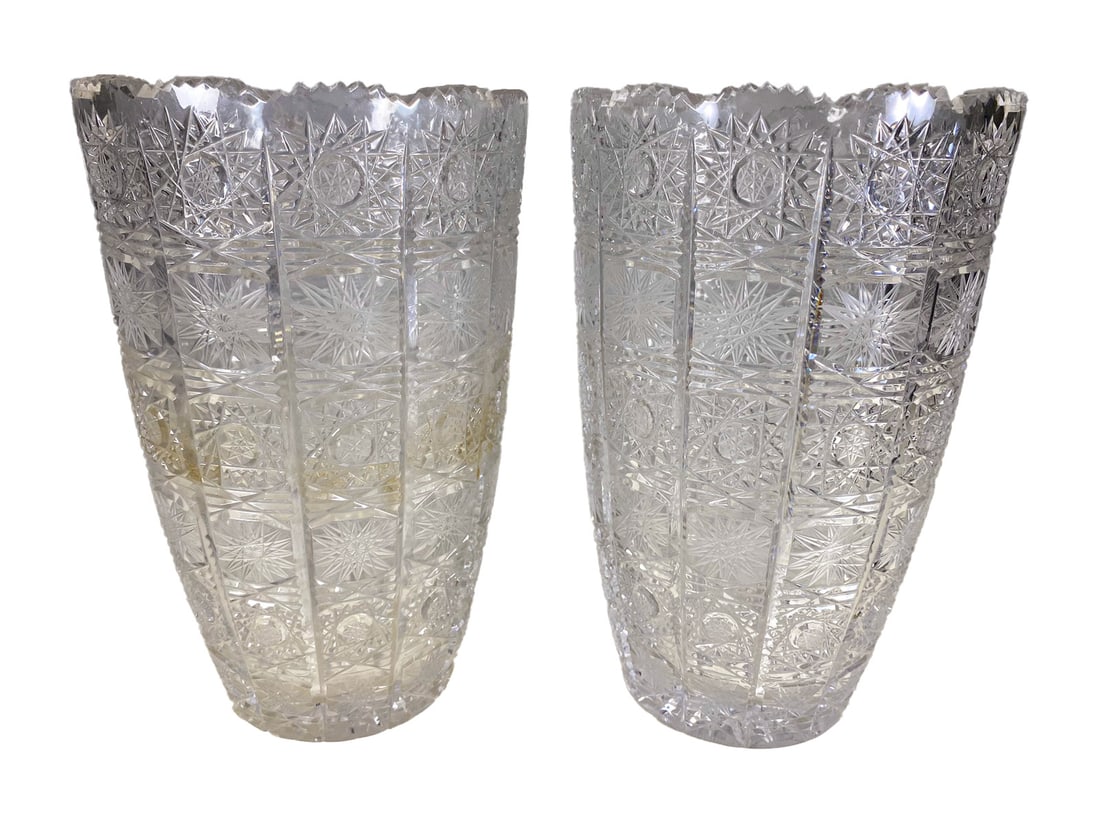 2 Vintage Cut to Clear Crystal Vases (1 of 6)