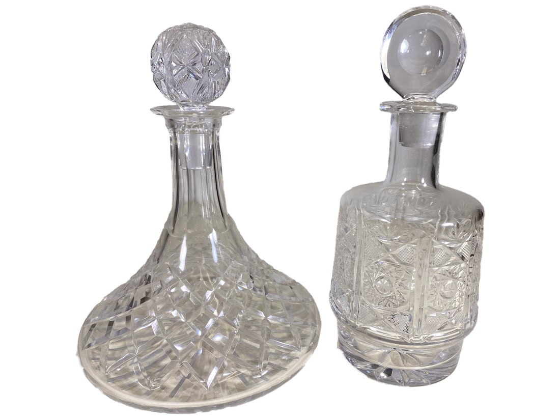 2 Bohemia Clear Crystal Decanters (1 of 7)