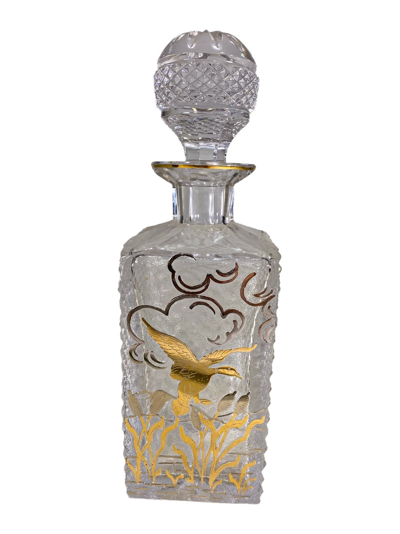 Vintage French Gilt Clear Crystal Decanter (1 of 6)