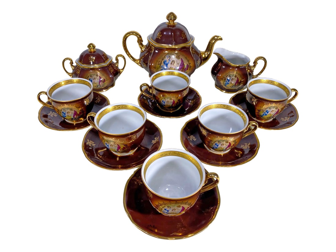 Bohemia, Czechoslovakia Teapot Porcelain Set (1 of 7)