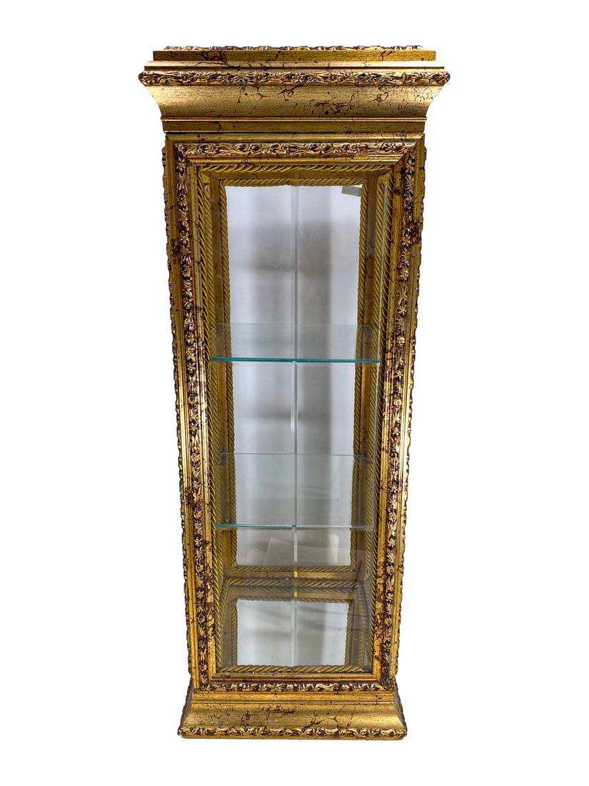 Vintage Gilt Wood & Glass 2 Shelves Vitrine (1 of 5)