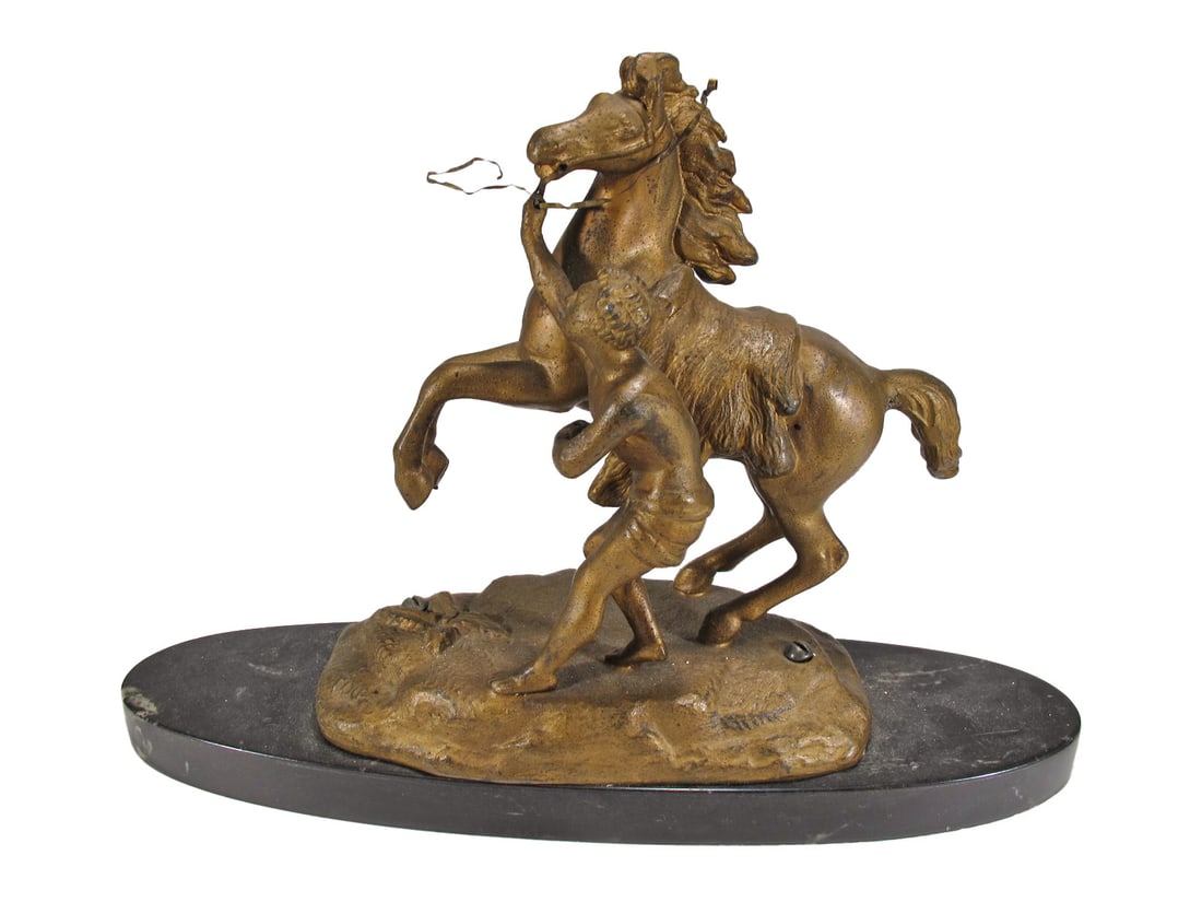 Antique French Man & Horse Spelter Statue (1 of 4)
