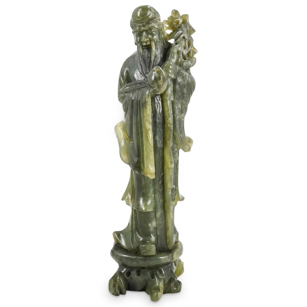 Chinese Carved Probably Jade Shou Sculpture: Chinese Carved Probably Jade Shou Sculpture. 14 x 4 in.Local Pick up call one day before to make an appointment. TO SHIP THIS ITEM IN USA OR INTERNATIONAL, PLEASE CONTACT THE SHIPPERS : 1) UPS store19