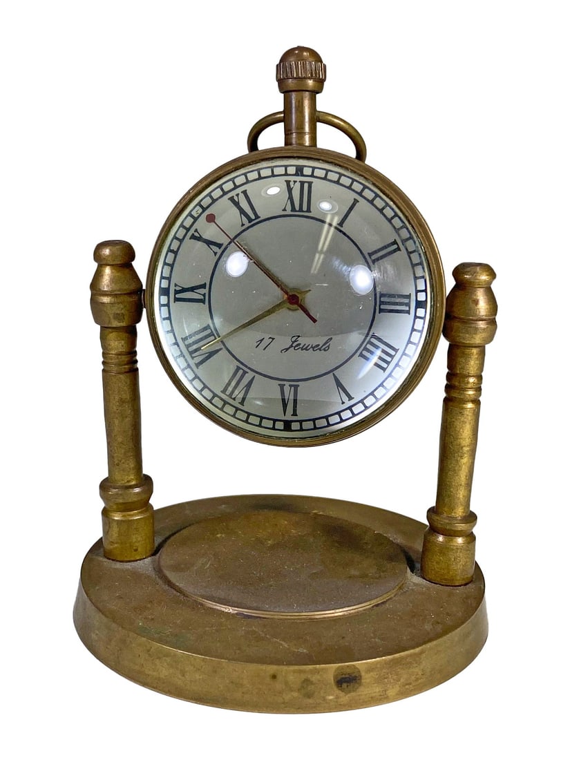 Vintage Swiss Bronze & Glass Ball Clock (1 of 6)