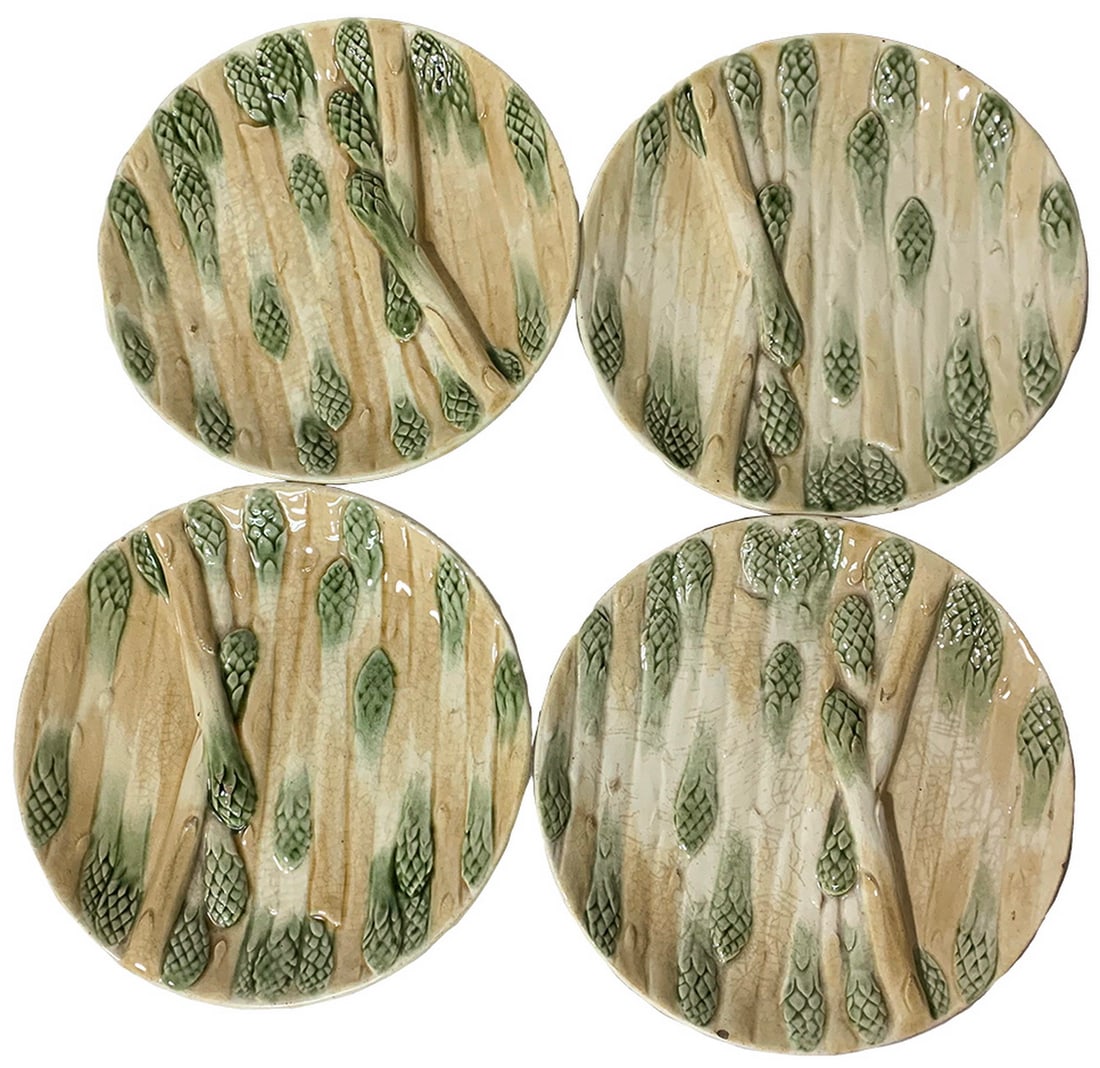 Choisy-le-Roi Hautin & Boulanger 4 Asparagus plates: Choisy-le-Roi Hautin & Boulanger 4 Asparagus plates. 9 1/4 in diameter.Local Pick up call one day before to make an appointment. TO SHIP THIS ITEM IN USA OR INTERNATIONAL, PLEASE CONTACT THE SHIPPERS