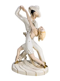 Vintage Royal Dux, Czech Porcelain Dancers Statue