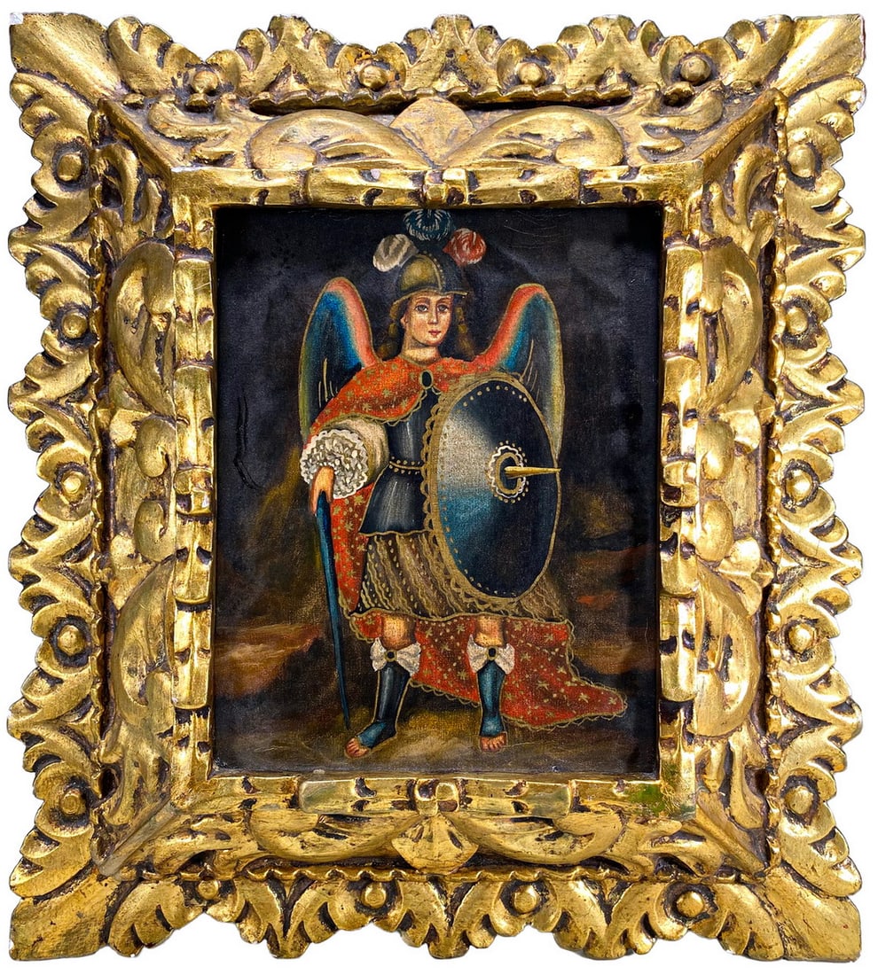 Vintage Cuzco School Oil on Canvas Painting (1 of 3)