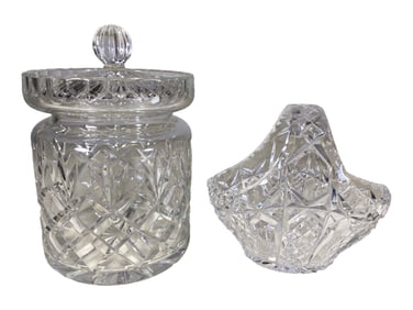 Vintage Clear Lead Crystal Jar & Basket