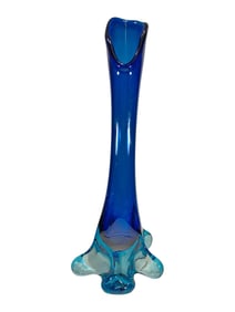 Vintage Blue Swung Murano Glass Vase