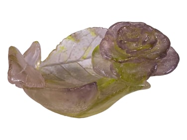 Daum, France Pate de Verre Rose Bowl