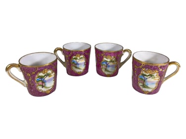 4 Japanese Small Porcelain Coffee Cups