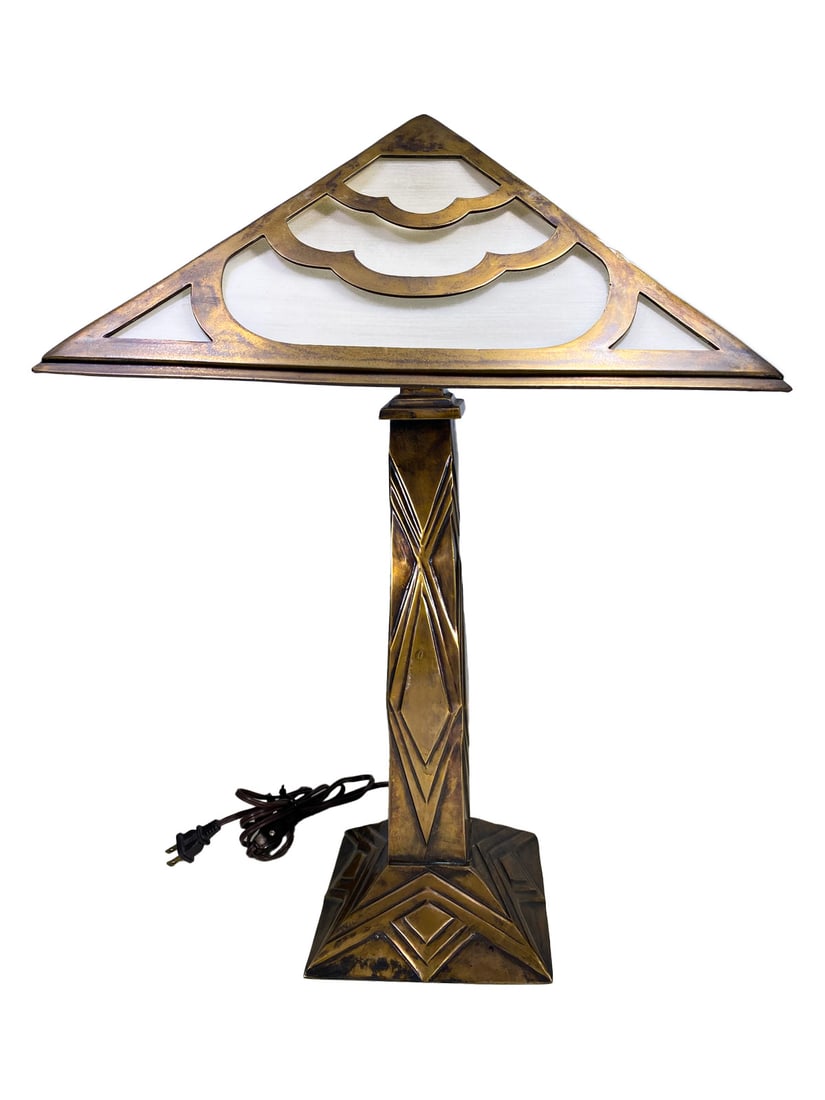 American Art Craft Bronze & Glass Table Lamp (1 of 4)