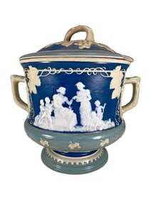 Mettlach, Germany Cameo Pottery Punch Bowl