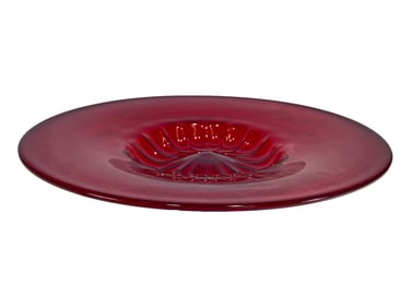 Mid Century Ruby Red Glass Large Plate