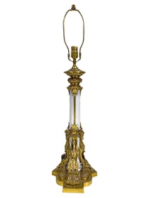 Amazing Antique Gilt Bronze & Opaline Glass Table Lamp Base