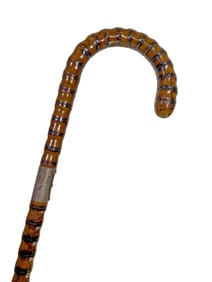 Antique Crook Handle & Sterilng Cane Walking Stick