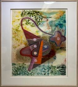 Modern Acrilyc Framed Painting, unsigned