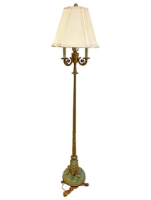 Antique Gilt Bronze & Onyx Floor Lamp
