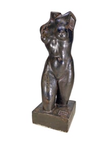 Signed Bernhard Terracotta Torso Sculpture