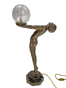 Max Le Verrier Nude Clarte Art Deco Lamp