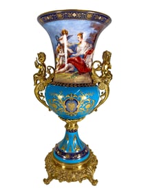 French Porcelain & Bronze Urn