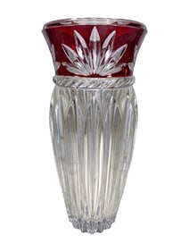 Probably Czech Red Cut to Clear Glass Vase