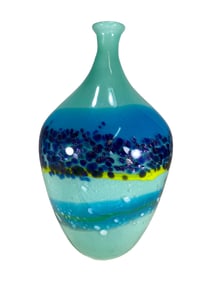 English Aquatic Overtones Art Glass Vase