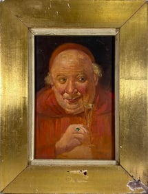 Antique Oil on Cardboard Pope Painting