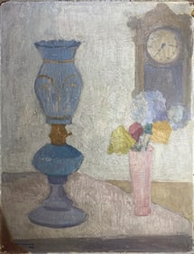1966s Italian Oil on Cardboard Painting, signed