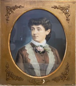 Vintage Woman Photo Over Painted