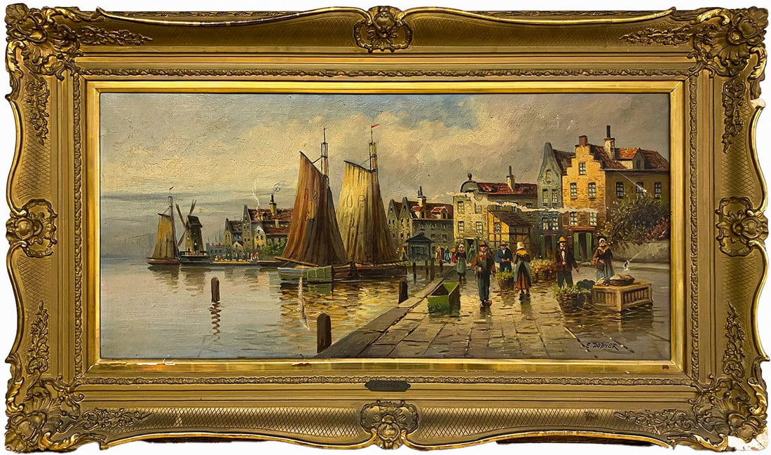 Signed E. DOBNER, Belgian oil on canvas, circa 1920 (1 of 11)
