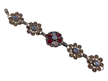 Vintage Sterling & Stones or Glass Bracelet