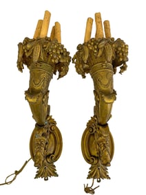 Antique Rare French Pair of Bronze Sconces
