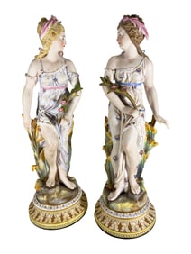 Vintage German Pair of Bisque Figures, marked GH