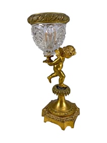 Vintage Gilt Bronze & Glass Angel Urn