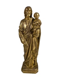 Vintage French Gilt Spelter Jesus Statue