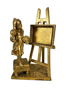 Vintage Artist Painting Gilt Spelter Statue