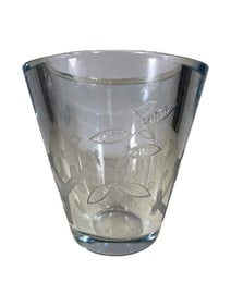 Vintage Etched Crystal Vase, signed