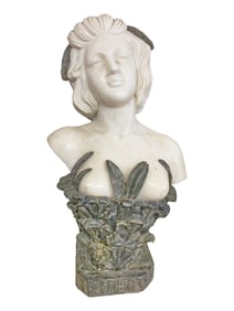Woman Bust Carved on 2 Different Marble Colors