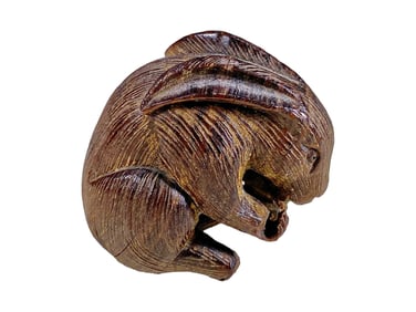 Vintage Japanese Rabbit Wood Netsuki