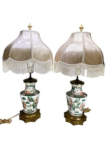 Vintage Pair of Chinese Porcelain Lamps