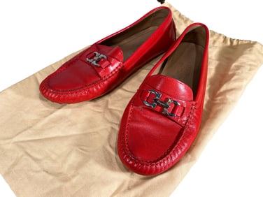 Used Salvatore Ferragamo Gancini Leather Shoes, size 10 M