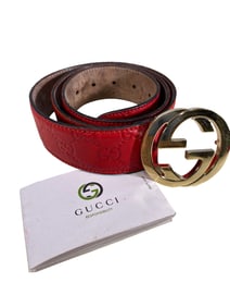 Gucci Monogram Red Leather Belt