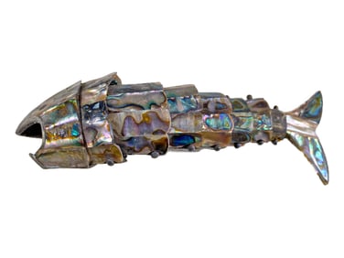 Vintage Articulated Abalone & Brass Fish