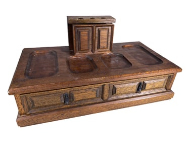 Desk Pen Wood Drawer & 7 Cufflinks, 12 Pins, 5 Tie Clips, 2 Keychains & Coins