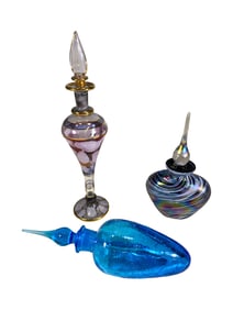 3 Vintage Venetian Glass Perfurm Bottles
